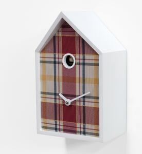 Orologio Cucu TARTAN 15x12xh24 cm cassa in legno Bianca e Tessuto Rosso