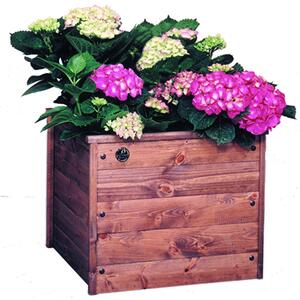 Fioriera in legno Massello Quadrata 60x60xh60 cm in legno di Svezia cocus verniciata con vernice repellente all'acqua colore noce