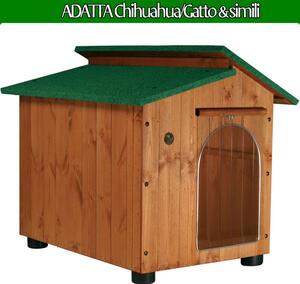 Cuccia per Cani Gatti Chihuahua-Gatto e Simili in legno con tettino coibentato 45x60x h48 cm spessore legno 1 cm collaudo per 130 Kg