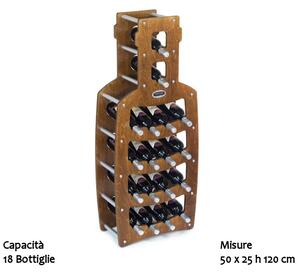 Cantinetta Portabottiglie in legno Bottiglia 50x25xh120cm 18 bottiglie Noce
