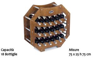Cantinetta Portabottiglie in legno Ottagono 75x25xh75 cm 18 bottiglie Noce