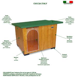 Cuccia per Cane Setter e simili 82x57xh65 cm in Legno con tettino coibentato spessore legno 1,5 cm collaudo per 130 kg tetto verde