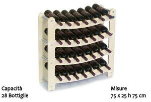Cantinetta Portabottiglie in legno Componibile e modulare 75x25xh75 cm Syrah 28pz Acero