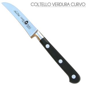 Coltello per verdura lama forgiata da 7 cm curvo Manici in POM per alimenti. colore nero. resistente in lavastoviglie