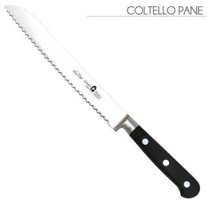 Coltello pane forgiato Manici in POM per alimenti. colore nero. resistente in lavastoviglie