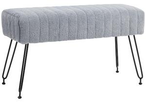 HOMCOM Panca Fondo Letto Imbottita in Peluche con Gambe in Metallo per Camera da Letto, Soggiorno o Ingresso, 82x30x47cm, Grigio e Nero|Aosom