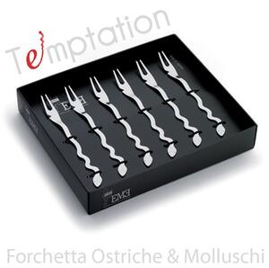 Forchette Molluschi 6 pezzi Temptation in acciaio inox 1810 lucidato a specchio spessore 2 mm