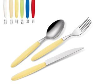 Set Posate colorate 4 pezzi LIGHT 1 Coltello 1 Forchetta 1 Cucchiaio 1 Cucchiano caffe in acciaio