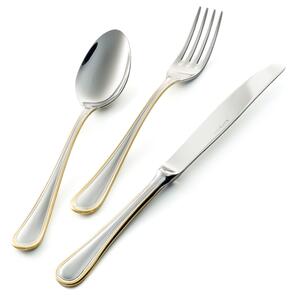 Servizio Posate IMPERO ORO 24 pezzi acciaio inox 1810 lucidato Con decorazione Oro spessore 2.5 mm in astuccio regalo EME