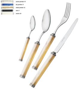 Set Posate colorate 4 pezzi KILIM 1 Coltello 1 Forchetta 1 Cucchiaio 1 Cucchiano caff� in acciaio 18/10 con manici squadrati e ghiere satinate