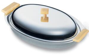Legumiera Ovale 33 cm SEVILLE Piccola in acciaio inox 1810 manici in legno