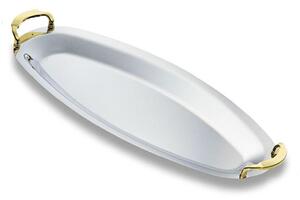 Vassoio da Pesce ovale VICTORIA cm 60 Lunghezza senza manici 55x25,7 cm con manici in oro lucido