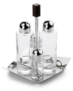 Menage Quadrato KENTO 18x18h21 in acciaio inox 1810 contenitori in vetro