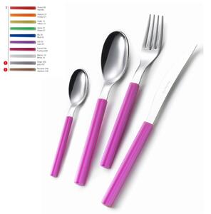 Set Posate colorate 4 pezzi un posto tavola SKY 1 Coltello 1 Forchetta 1 Cucchiaio 1 Cucchiaino caff� in acciaio Materiale 18/0 AISI 430 Nichel Free