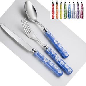 Servizio Posate Colorate Set 24 pezzi TIARE' in acciaio 18/10 manico NYLON forma arrotondata lavabili in lavastoviglie