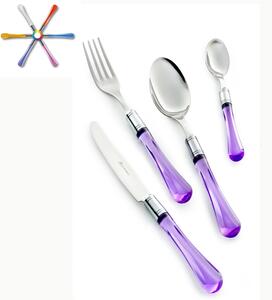 Servizio Posate Colorate Set 24 pezzi ZAFFIRO in acciaio 1810 manico Acrilico lavabili in lavastoviglie EME
