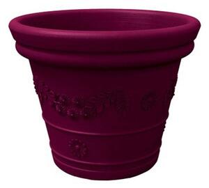 Vaso festonato in Polietilene con decoro a rilievo TONDO dimensioni 55x43xh 45 cm adatto interno esterno colore Prugna