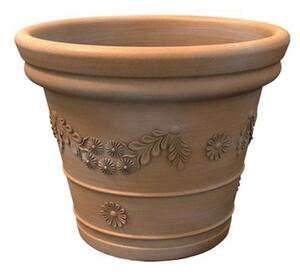 Vaso festonato in Polietilene con decoro a rilievo TONDO dimensioni 55x43xh 45 cm adatto interno esterno colore Tegola