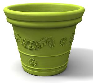 Vaso festonato in Polietilene con decoro a rilievo TONDO dimensioni 55x43xh 40 cm adatto interno esterno colore kiwi