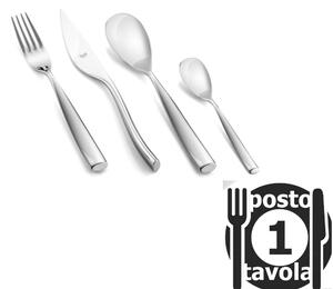 Servizio 4 pezzi , 1 Posto tavola Linea Arte Mepra in Acciaio 18/10 Spessore 8 mm, stile contemporaneo , Lavabile in lavastoviglie