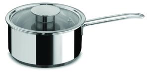 Casseruola fonda un manico 16 cm con coperchio in vetro pyrex linea Gourmet Mepra, acciaio inox 18.10 per piano elettrico, induzione, gas, alogeno, vetroceramica , forno