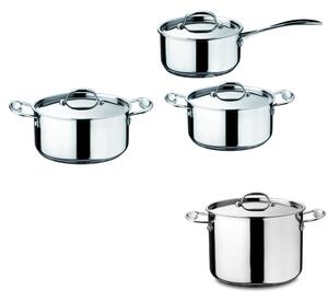 Batteria di Pentole Triplo fondo ad Induzione 8 pezzi GLAMOUR Diamond in acciaio inox 18/10 interno in Micro Pieta x Cucianare senza grassi