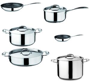 Batteria di Pentole Triplo fondo ad Induzione 10 pezzi GLAMOUR STONE in acciaio inox 18/10