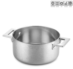Casseruola 2 Manici ATTIVA Peltro due manici diametro cm 18- 2,0 Lt per induzione in acciaio 18.10 Finitura alluminio