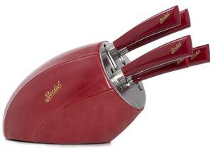 Ceppo 5 coltelli da cucina in Acciaio Inox Tedesco X50 impugnatura resina acetalica colore rosso