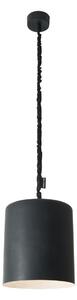 Lampada da Soffitto Bin lavagna colore nero Altezza 37 cm Diametro 33,5 cm, realizzata in laprene, nylon, nebulite, resina effetto lavagna