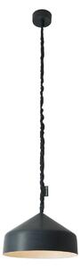 Lampada da Soffitto Cyrcus lavagna colore nero Altezza 22,5 cm Diametro 40 cm, realizzata in laprene, nylon, nebulite, resina effetto lavagna