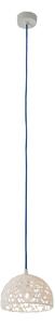 Lampada da Soffitto Trama 2 colore bianco Altezza 14 cm Diametro 21 cm, realizzata in laprene, viscosa, resina, lana 100% cavo blu