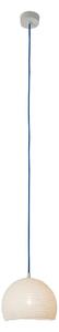 Lampada da Soffitto Trama 1 colore bianco Altezza 16 cm Diametro 21 cm, realizzata in laprene, viscosa, resina, lana 100% cavo blu