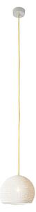 Lampada da Soffitto Trama 1 colore bianco Altezza 16 cm Diametro 21 cm, realizzata in laprene, viscosa, resina, lana 100% cavo giallo