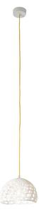 Lampada da Soffitto Trama 2 colore bianco Altezza 14 cm Diametro 21 cm, realizzata in laprene, viscosa, resina, lana 100% cavo giallo