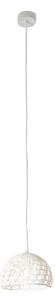 Lampada da Soffitto Trama 2 colore bianco Altezza 14 cm Diametro 21 cm, realizzata in laprene, viscosa, resina, lana 100% cavo bianco