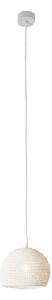 Lampada da Soffitto Trama 1 colore bianco Altezza 16 cm Diametro 21 cm, realizzata in laprene, viscosa, resina, lana 100% cavo bianco