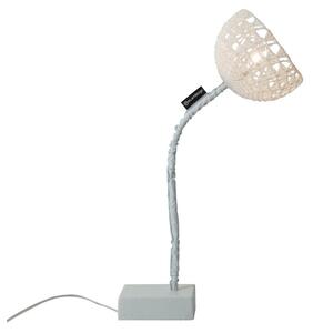 Lampada da Tavolo Trama T2 colore bianco Altezza 14 cm Diametro 21 cm, realizzata in ghisa, acciaio, nylon, resina, lana 100% base bianca