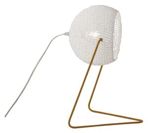 Lampada da Tavolo Trama T1 colore bianco Altezza 16 cm Diametro 21 cm, realizzata in acciaio, resina, lana 100% base bronzo