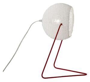 Lampada da Tavolo Trama T1 colore bianco Altezza 16 cm Diametro 21 cm, realizzata in acciaio, resina, lana 100% base rosso