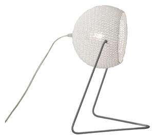 Lampada da Tavolo Trama T1 colore bianco Altezza 16 cm Diametro 21 cm, realizzata in acciaio, resina, lana 100% base argento