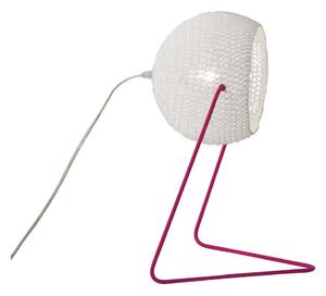 Lampada da Tavolo Trama T1 colore bianco Altezza 16 cm Diametro 21 cm, realizzata in acciaio, resina, lana 100% base magenta