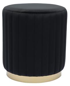 Pouf rotondo in velluto nero e metallo dorato D40 cm DONA