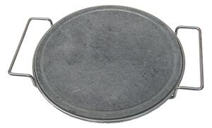 Bistecchiera in pietra ollare diametro 30 cm e telaio cromato indicata per cotture alla piastra, bistecche, selvaggina