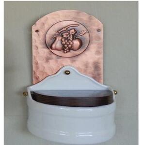Portasale in rame e Ceramica 18xh31 cm - inserti in rame Misto Frutta