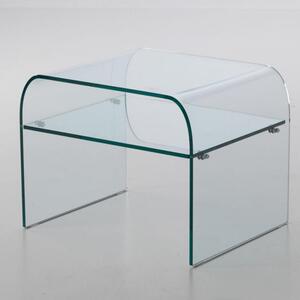 Comodino in Vetro curvato con ripiano NIGHT 53x44xh41 cm spessore 10 mm trasparente