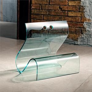 Portariviste in vetro curvato ONDA 40x35xh42 cm spessore 8 mm colore trasparente