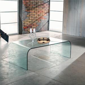Tavolinetto da Salotto in Vetro curvato PONTE Small 110x60xh38 cm spessore 10 mm trasparente