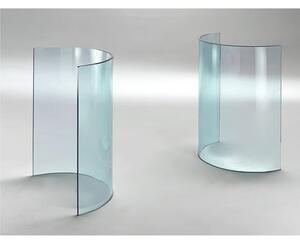 Basi in vetro Curvato per tavoli in cristallo a mezzaluna 12 mm 54x24xh71 cm fornite con guarnizioni di separazione colore vetro trasparente