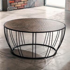 Tavolinetto , Tavolo caff� Vetro grigio struttura metallo �80 H36 cm tavolo con struttura Brown Grey Ral 8019
